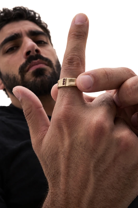 Diamond & Ruby Ring — Men, Yellow Gold — View ring 10