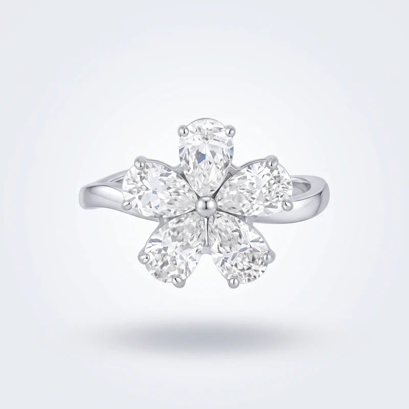 Silver Ring — Women, White Blossom