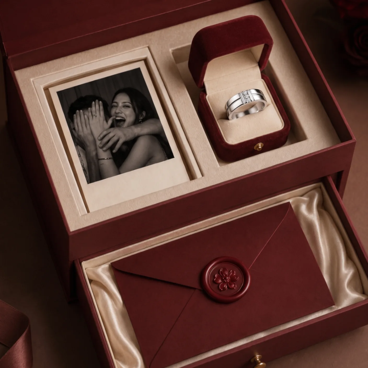 White Gold Ring — Men in its box
